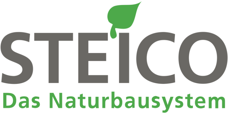 Logo von STEICO mit dem Slogan "Das Naturbausystem".